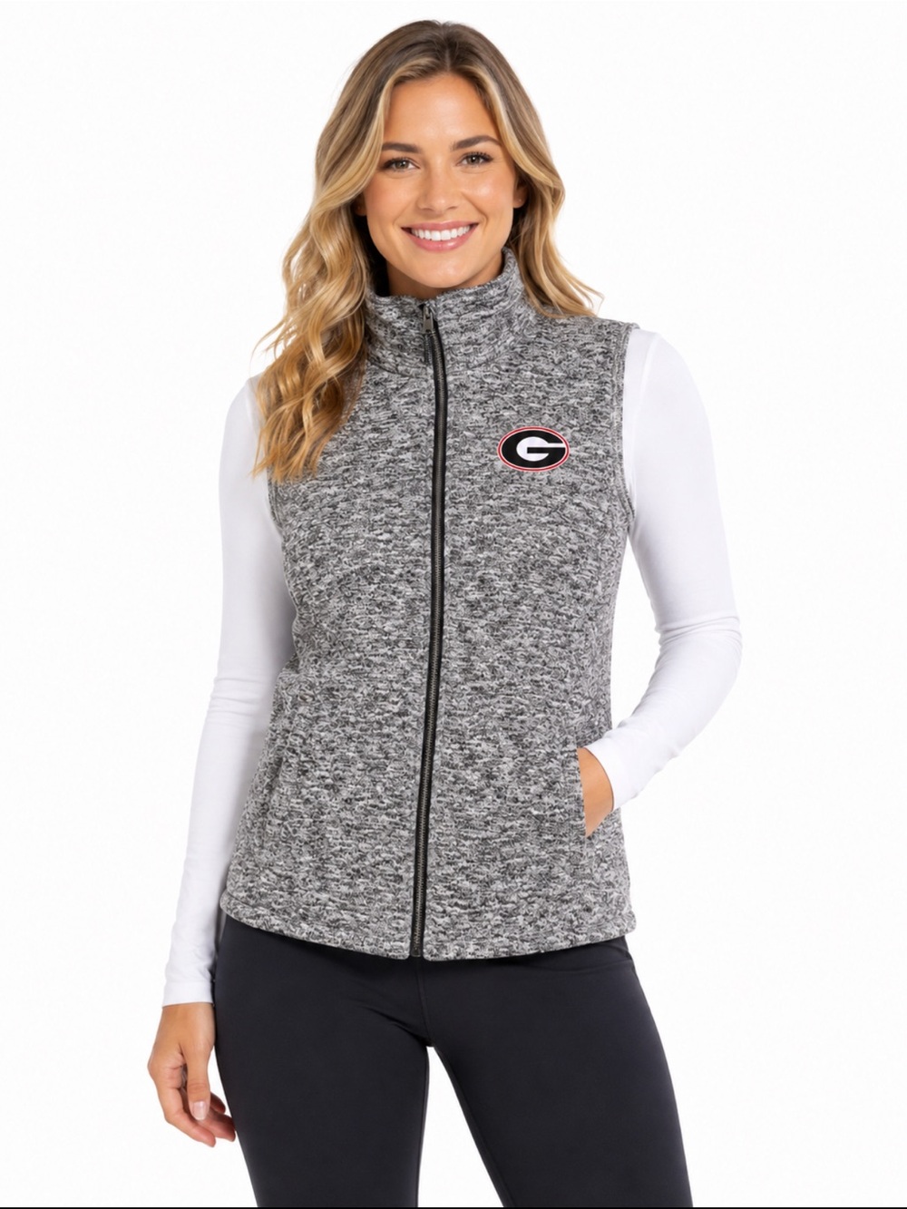 Gameday Couture Georgia Bulldogs UGA Gray Full Zip Vest XL